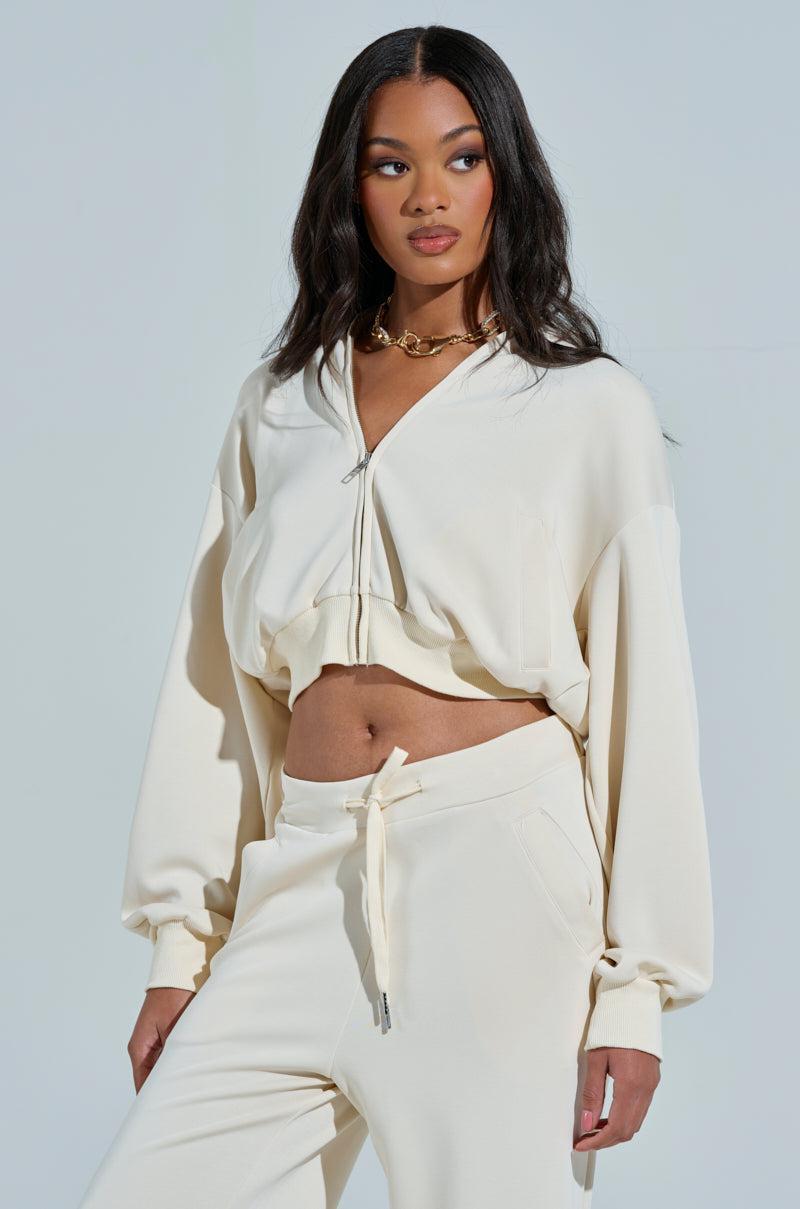 KHOLE RUFFLED ZIP UP SWEATSHIRT Product Image