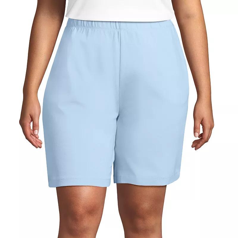 Plus Size Lands' End Sport Knit Pull-On Shorts, Women's, Size: 1XL, White Product Image