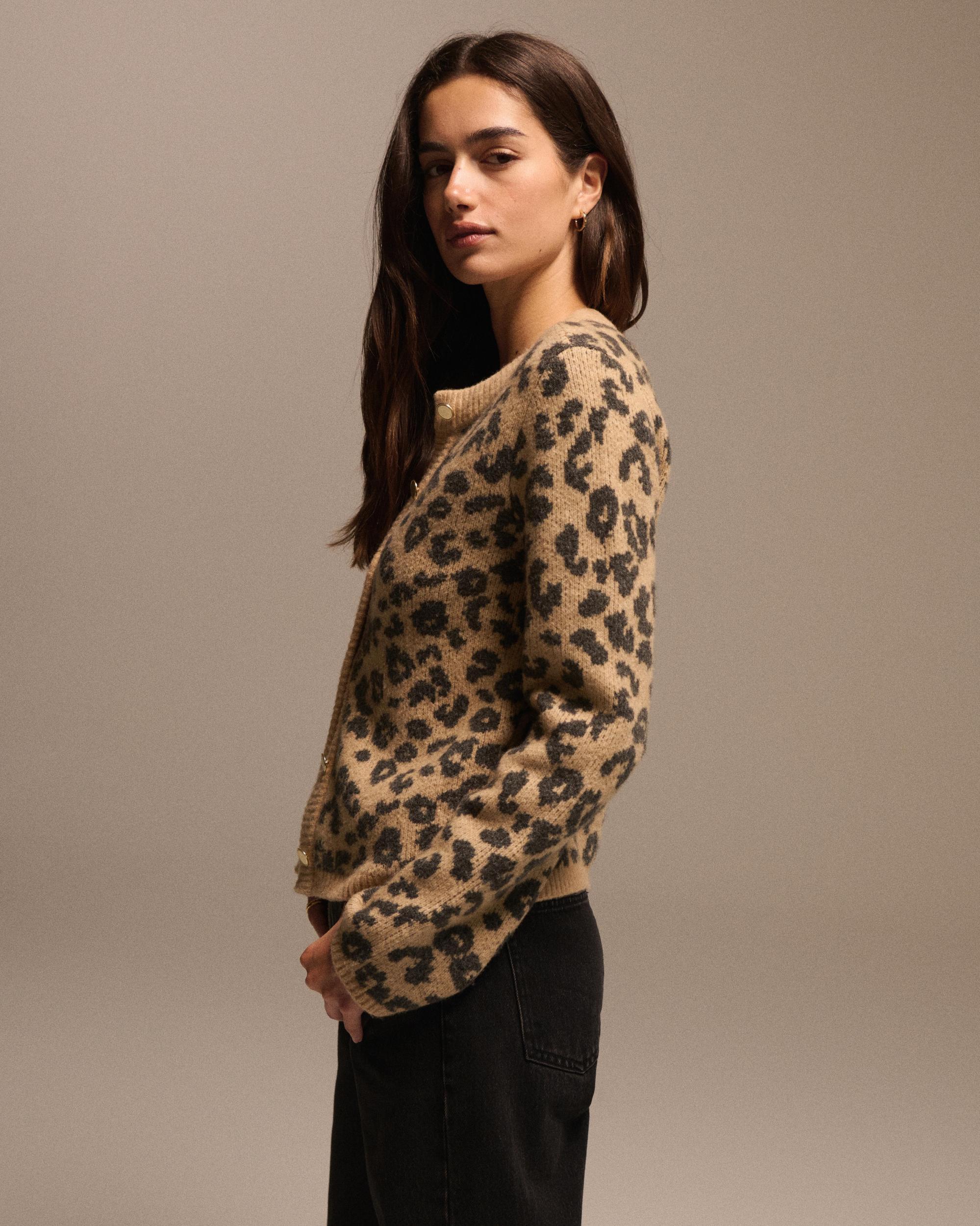 Leopard Crew Cardigan Product Image