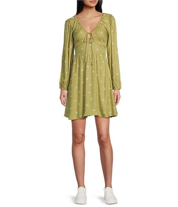 Billabong Sol Love Blouson Sleeve Floral Dotted Mini Dress Product Image