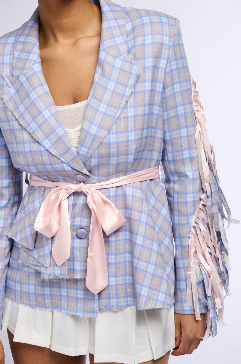 SHABBY CHIC PLAID BLAZER WITH RIBBONS Product Image