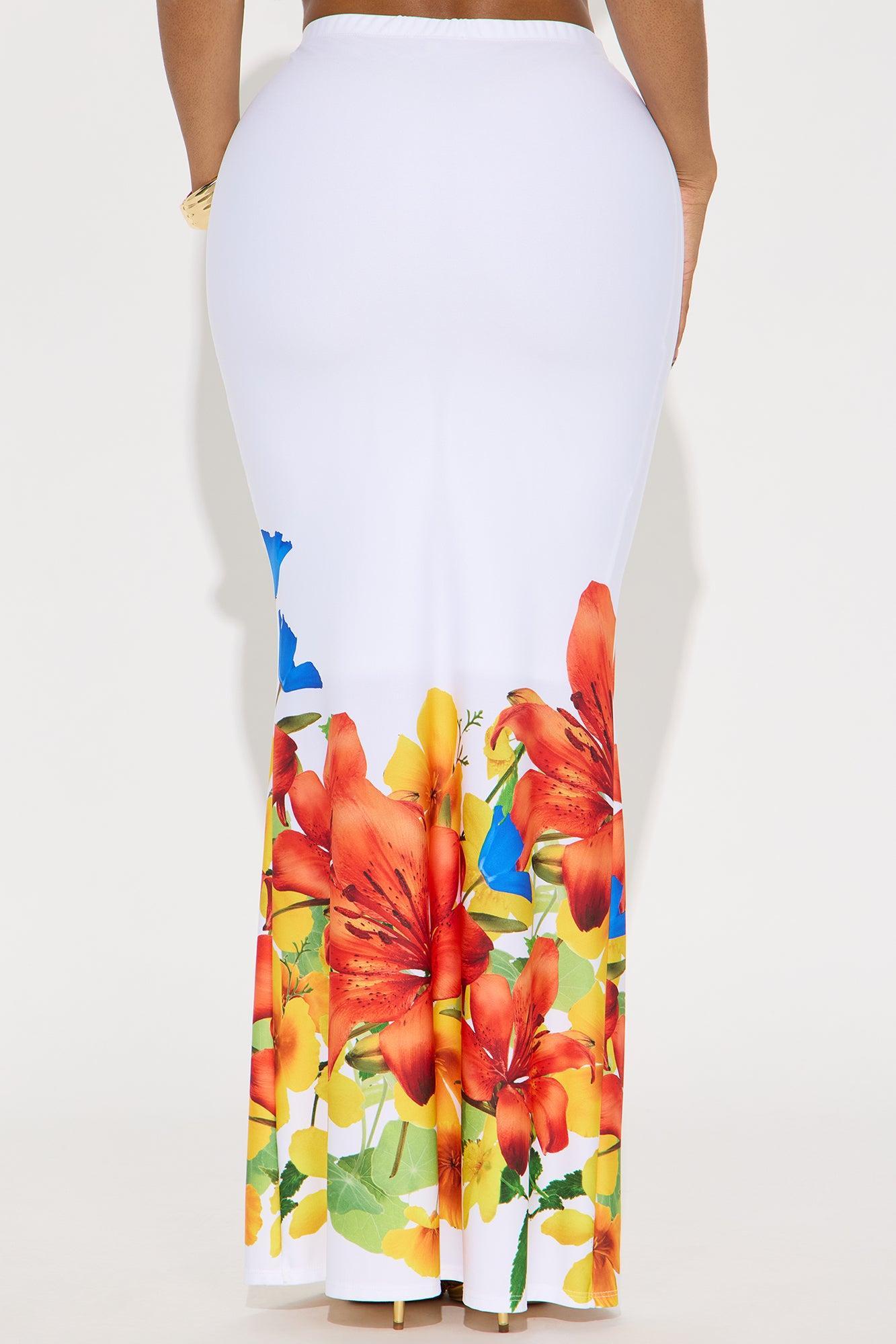 In The Garden Maxi Skirt - White/combo Product Image