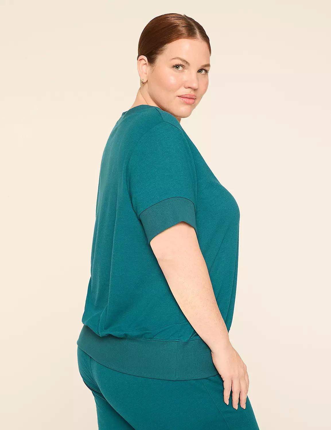 LIVI French Terry Short-Sleeve V-Neck Sweatshirt Product Image