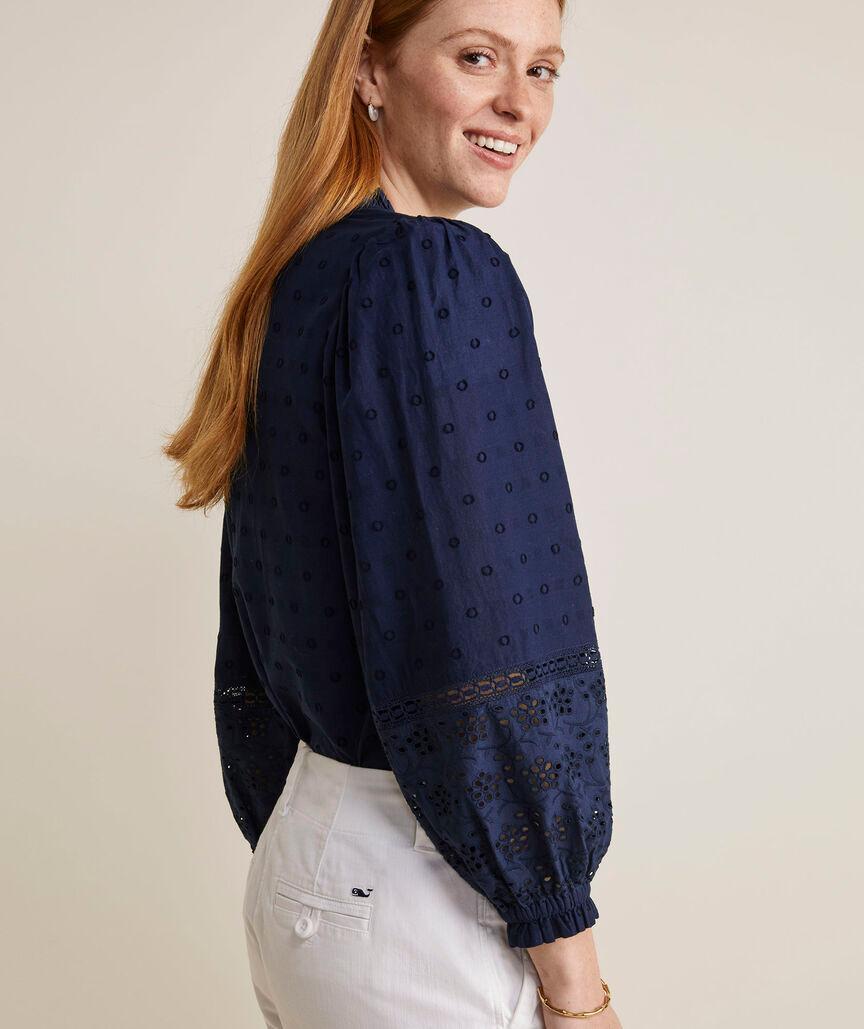 Eyelet Long-Sleeve Top Product Image