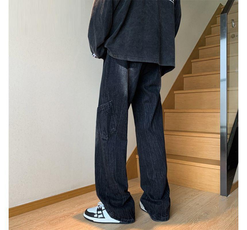 Mid Rise  Washed Straight Leg Jeans Product Image