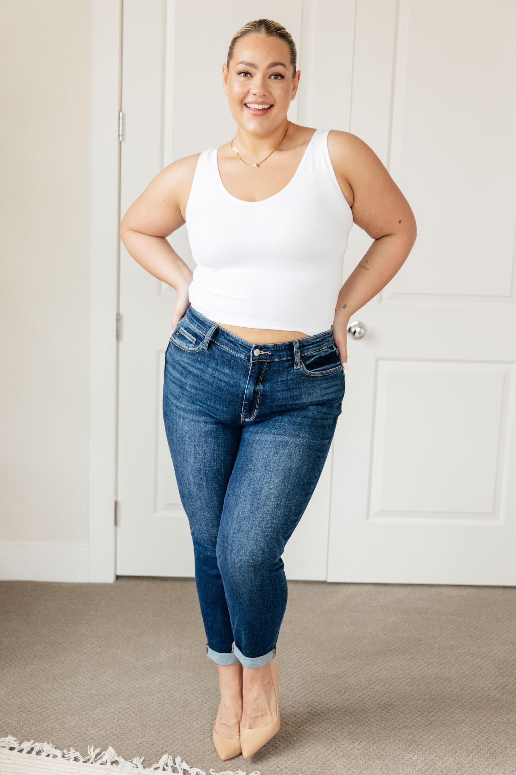 London Midrise Cuffed Boyfriend Judy Blue Jeans - ONLINE EXCLUSIVE! Product Image