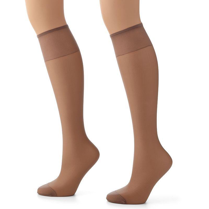 Hanes Silk Reflections Reinforced-Toe Knee Highs 2-Pack Product Image