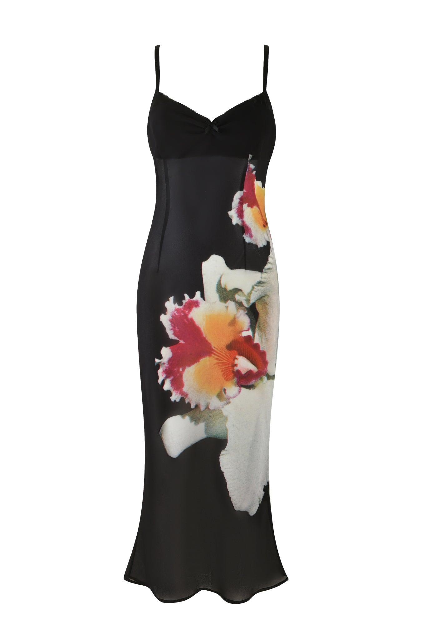 ASALIA MIDI DRESS - BLACK : FLORAL Product Image