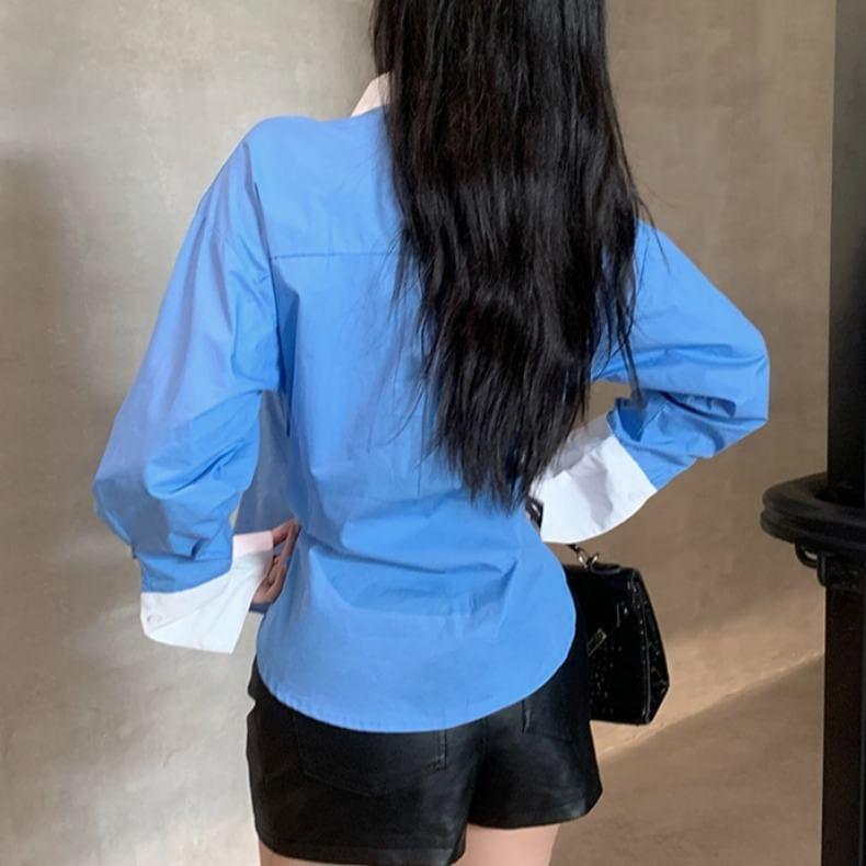Long-Sleeve Two Tone Shirt Product Image