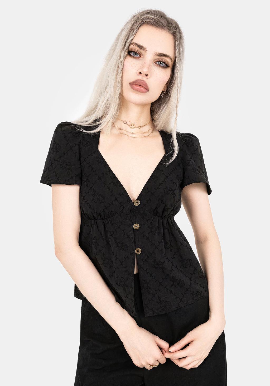 Polgara Floral Jacquard Peplum Top Product Image