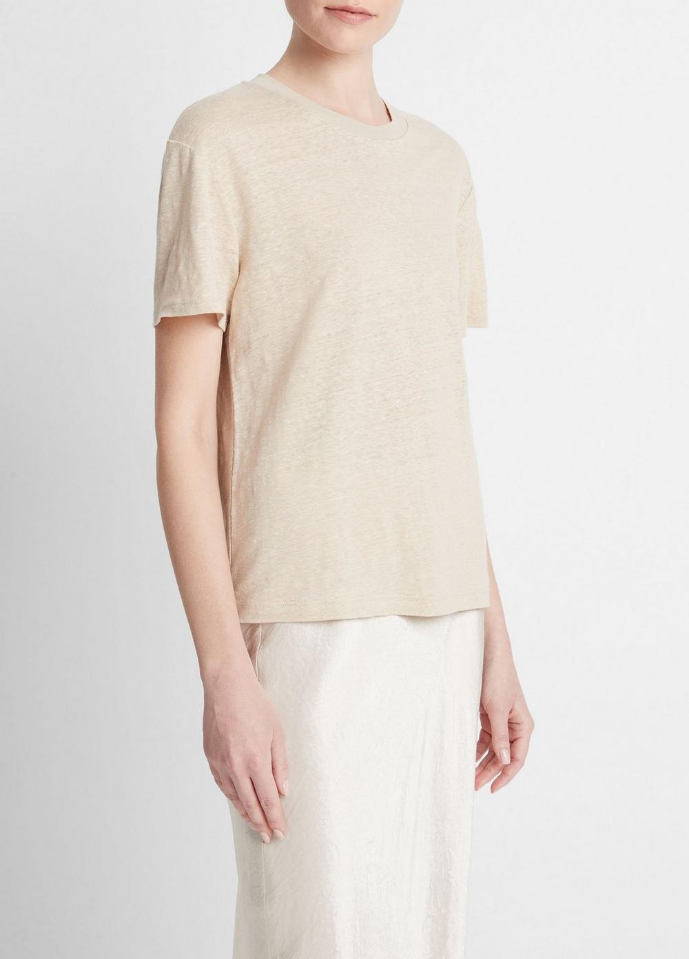Womens Linen Drop-shoulder Crew Neck T-Shirt, Black, Size XS Vince Product Image