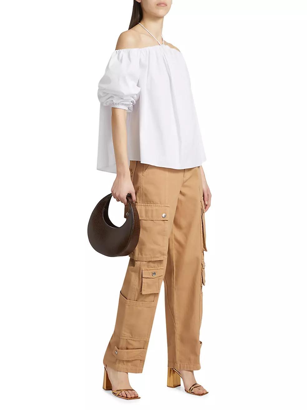 Cotton Twill Wide-Leg Cargo Pants Product Image