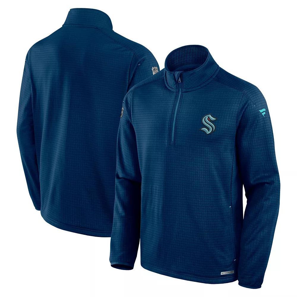 Men's Fanatics  Deep Sea Blue Seattle Kraken Big & Tall Authentic Pro Quarter-Zip Pullover, Size: XLT, Krk Blue Product Image