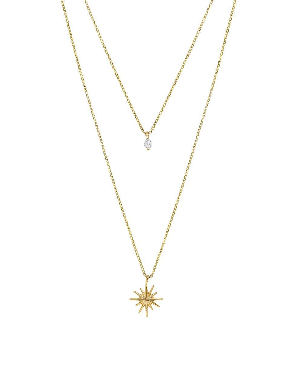 Ettika Cubic Zirconia & Starburst Layered Pendant Necklace in 18K Gold Plated, 15-17 Product Image