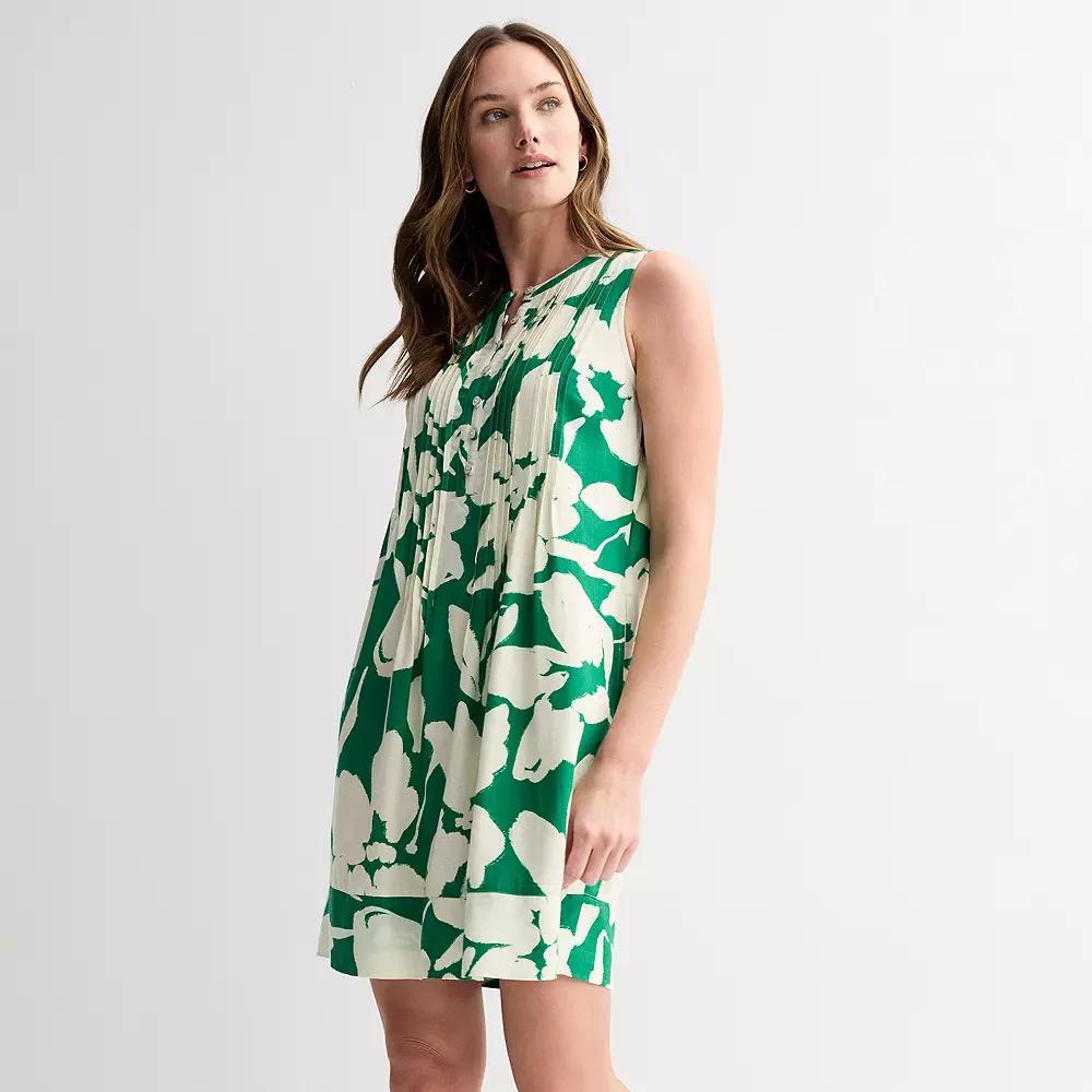 Women's Sonoma Goods For Life® Sleeveless Pintuck Dress, Size: XXL, Green Paint Floral Product Image