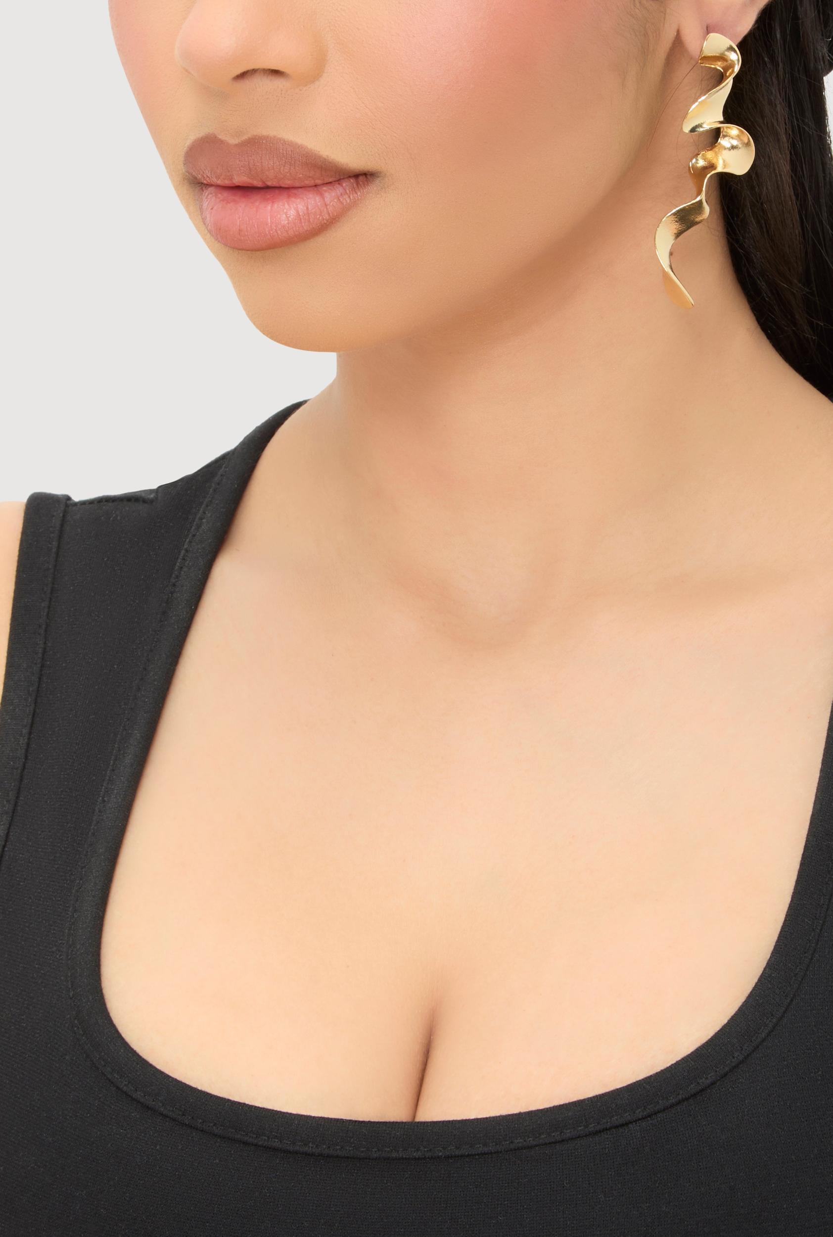 Metallic Puff Heart Necklace and Drop Earrings Set Female Product Image