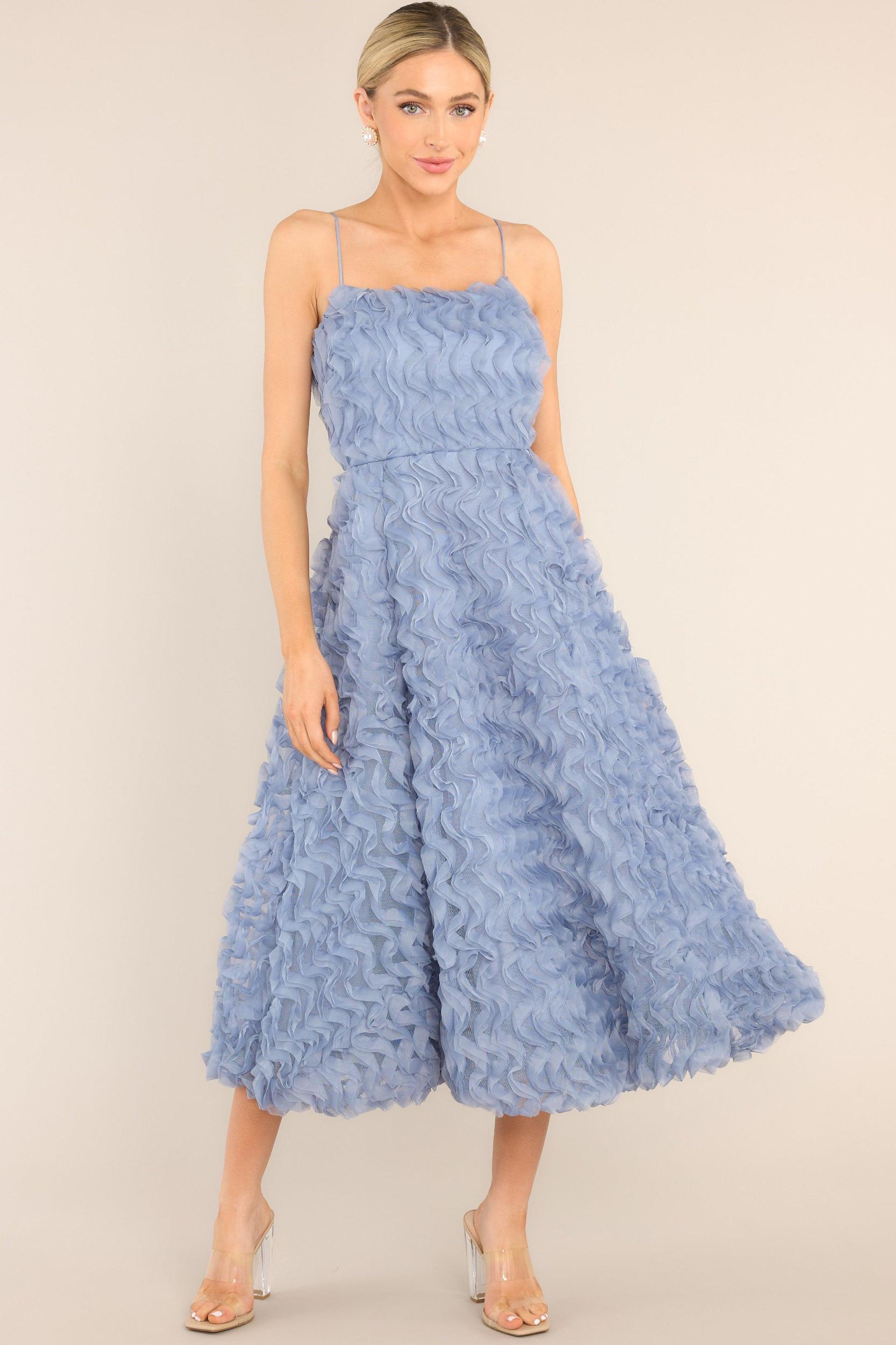 Spectacular Magic Dusty Blue Midi Dress Product Image