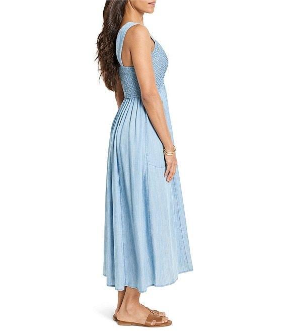 NIC + ZOE Sarah Denim Square Neck Sleeveless Fit-And-Flare Dress Product Image