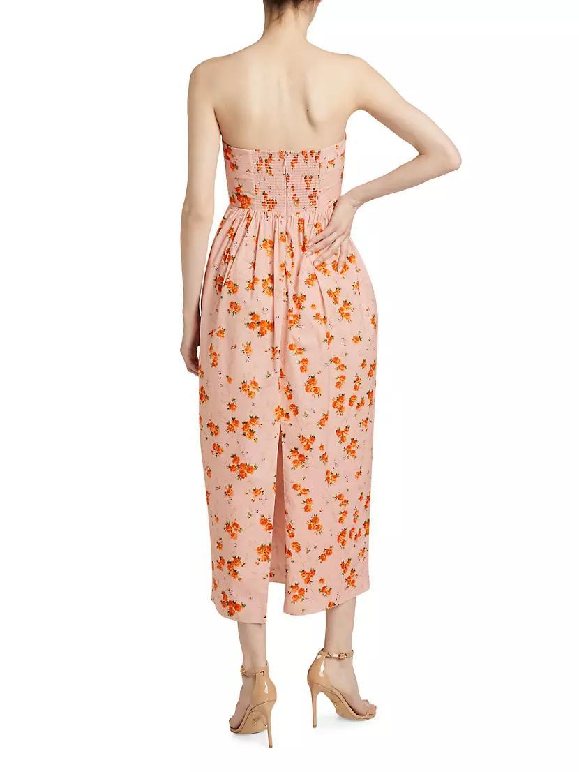 Luxie Floral Cotton Strapless Midi-Dress Product Image