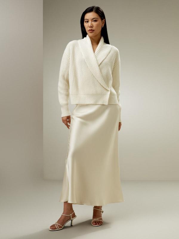 Shawl Collar Drop Shoulder Knit Cardigan Product Image