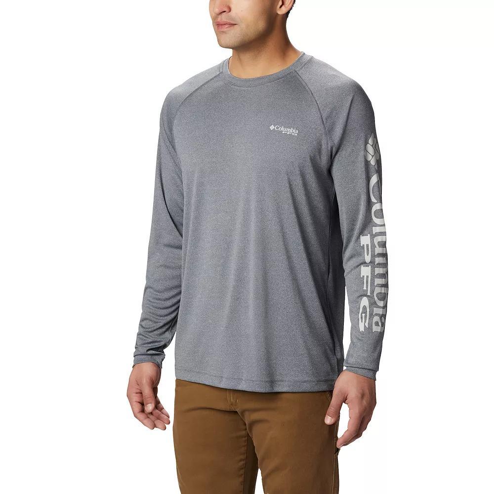 Men's Columbia PFG UPF 50 Terminal Tackle™ Heather Long Sleeve Shirt, Size: XL, Grey Heather Product Image
