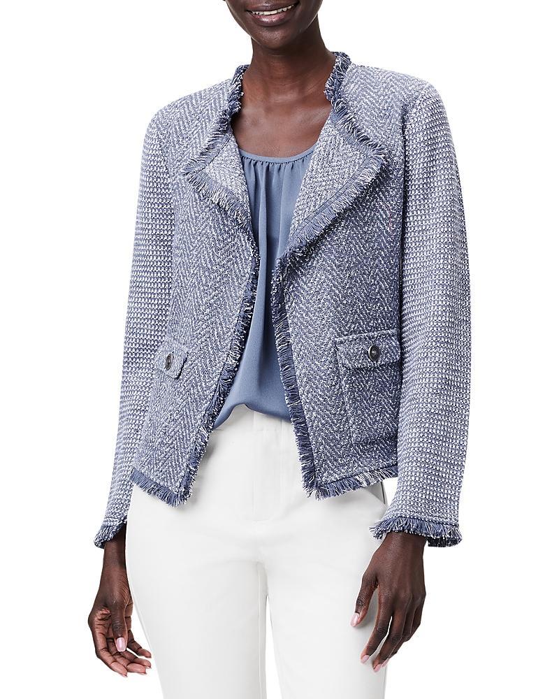 NIC+ZOE Fringe Mix Knit Pocket Jacket (Slate) Women's Suits Sets Product Image