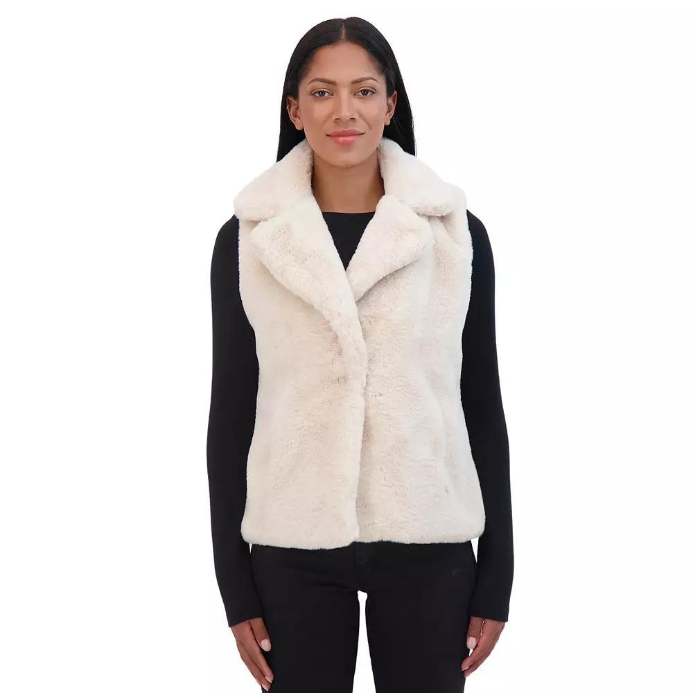 Women's Sebby Collection Faux Fur Snap Front Vest, Size: Small, Black Product Image