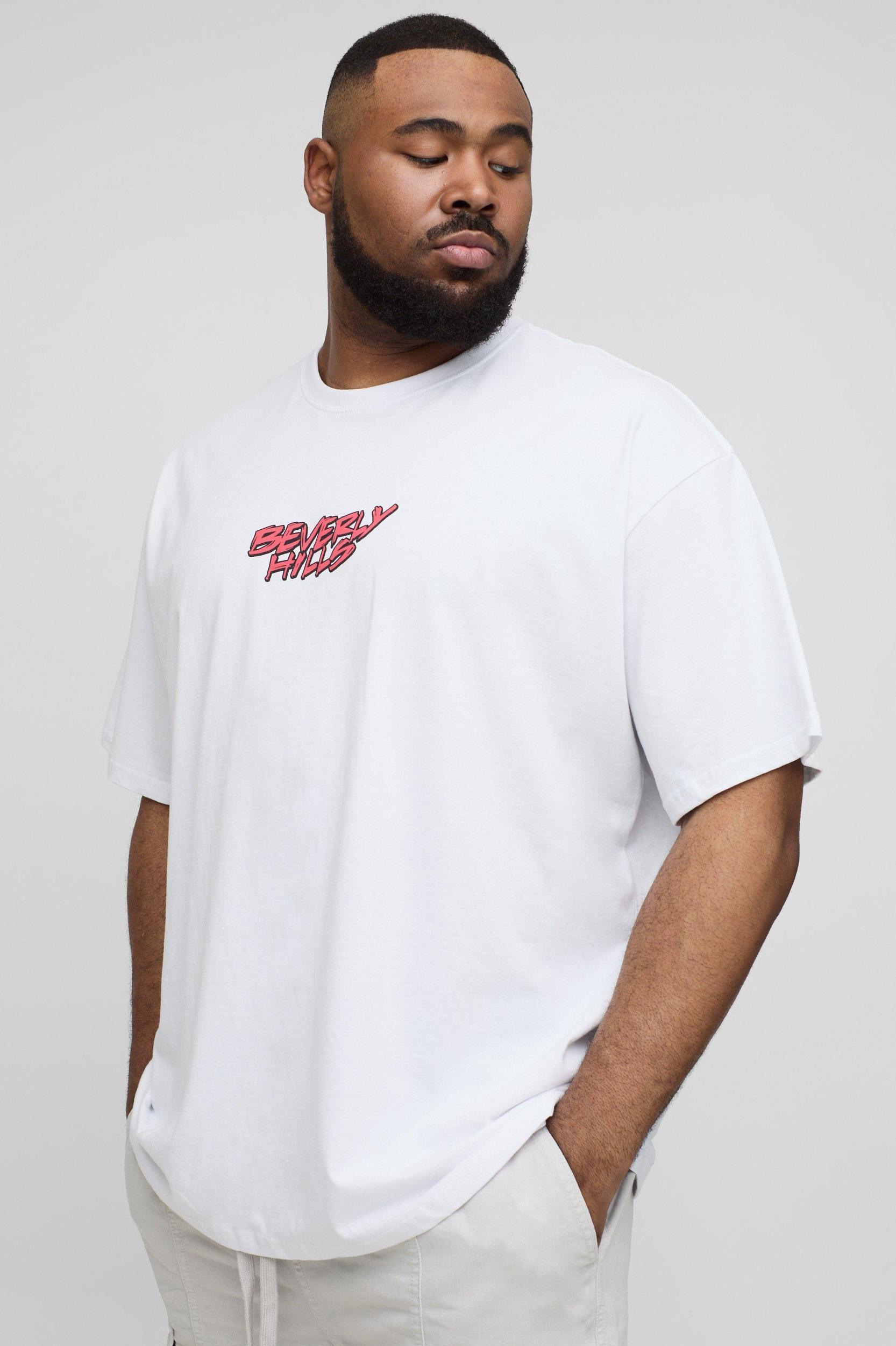 Plus Oversized Beverly Hills Palm Print T-Shirt | boohooMAN USA Product Image