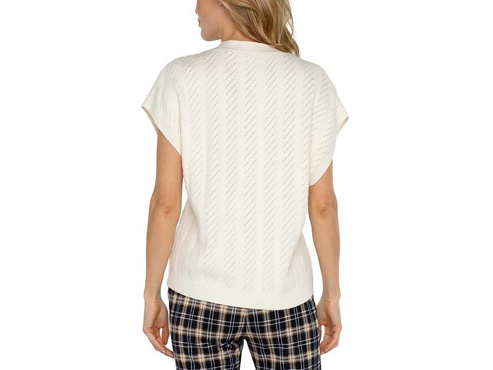 Liverpool Los Angeles Sleeveless Cardigan Button Front Sweater Vest (Cream) Women's Sweater Product Image