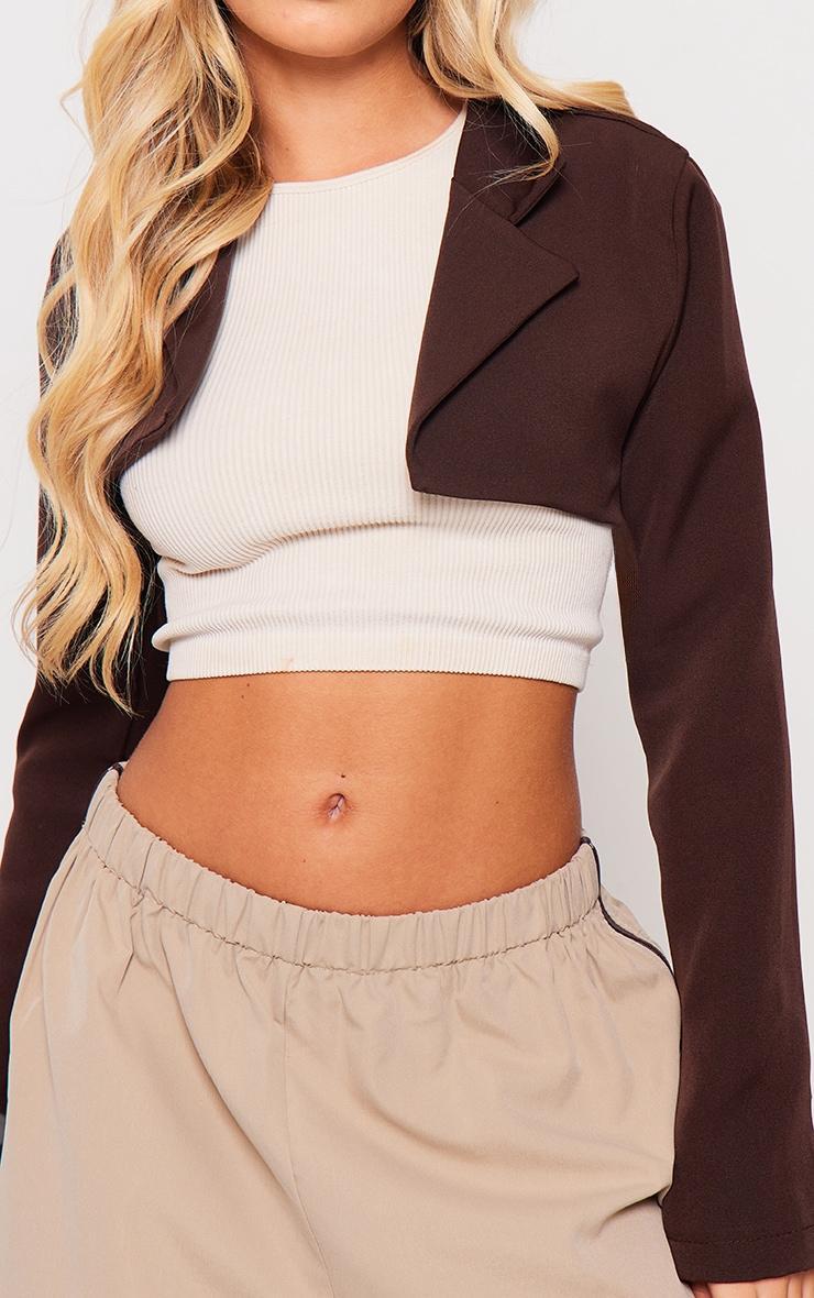 Black Textured Tailored Cropped Jacket Product Image