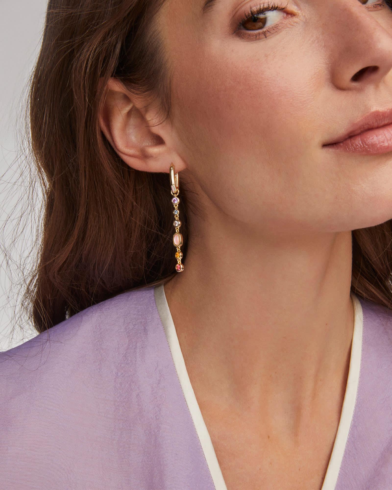 Mini Elisa and Abbie Gold Huggie Earrings Product Image