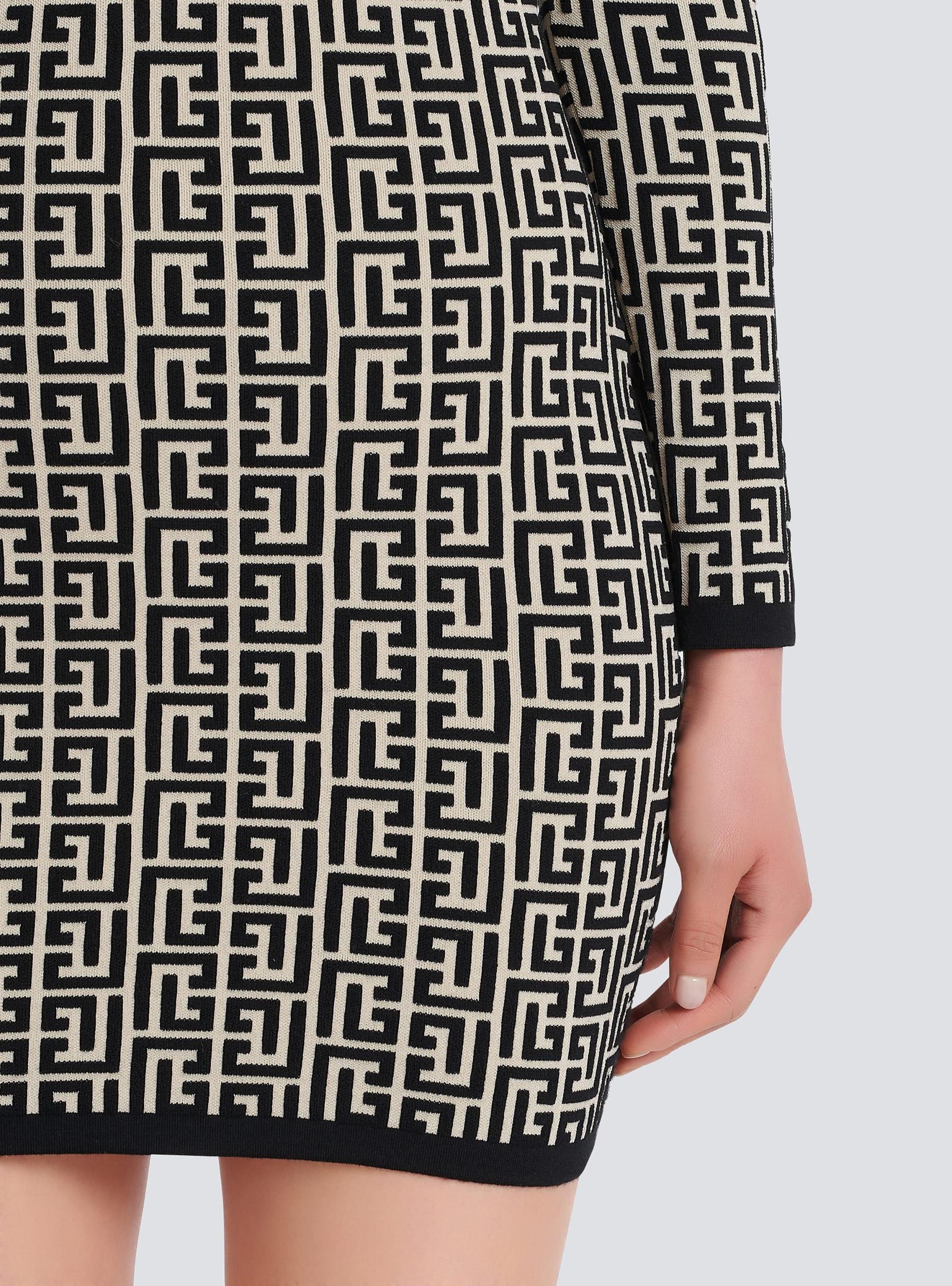 Short bicolor jacquard dress with Balmain monogram Product Image