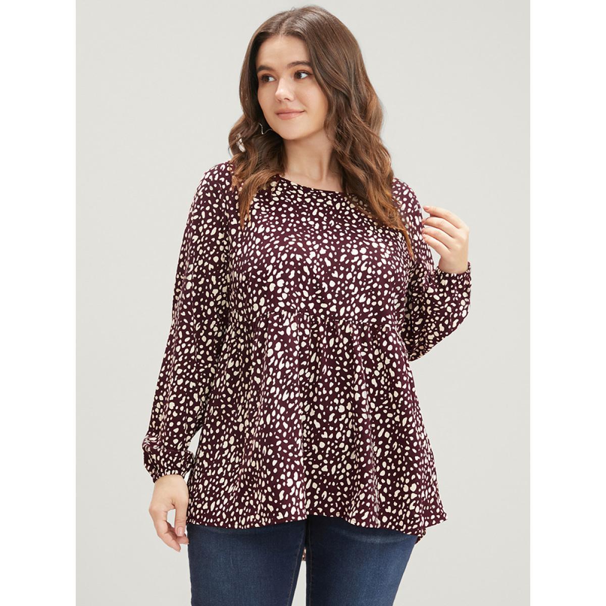 Plus Size Scarlet Leopard Print High Low Hem Round Neck Blouse Women Elegant Sleeveless Round Neck Dailywear Blouses BloomChic 26/4X Product Image