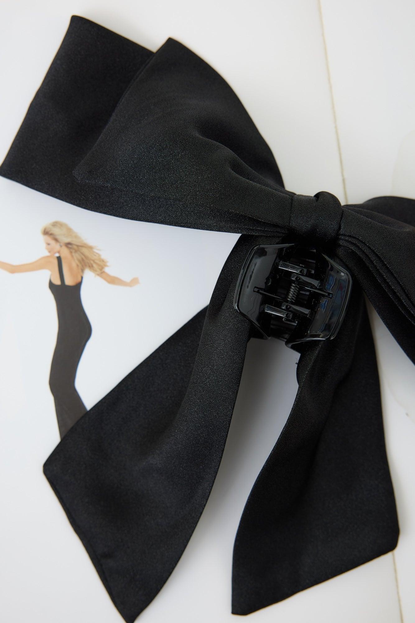 Satin Bow Claw Clip Black Product Image