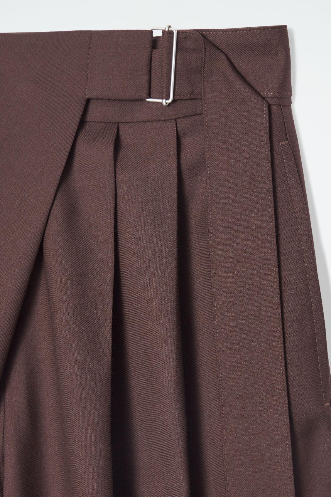 RELAXED BELTED WRAP-FRONT WOOL PANTS Product Image