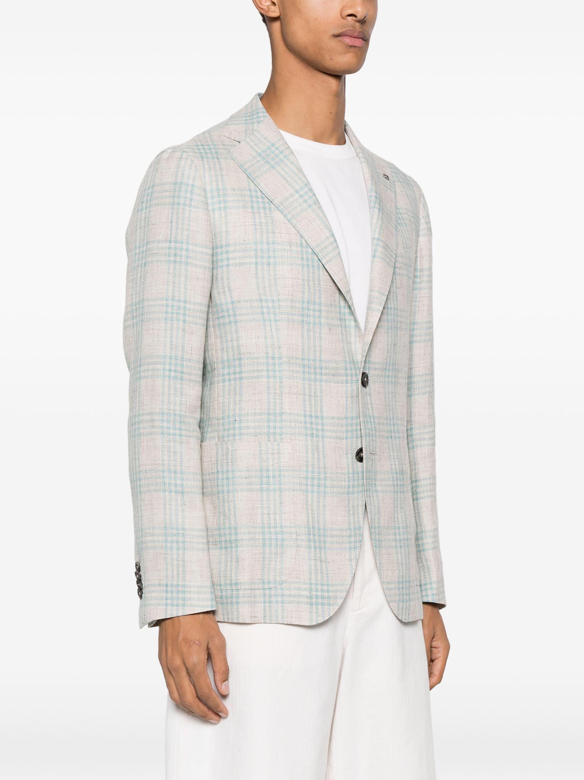 Tagliatore Sky Blue Check Beige Blazer Product Image