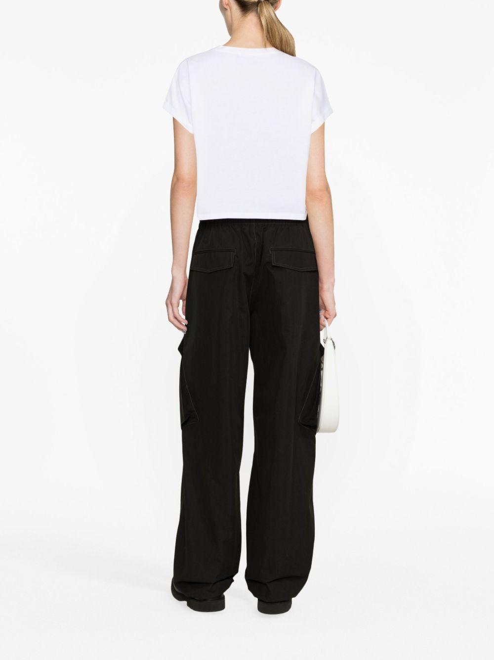 flocked-logo cropped T-shirt Product Image