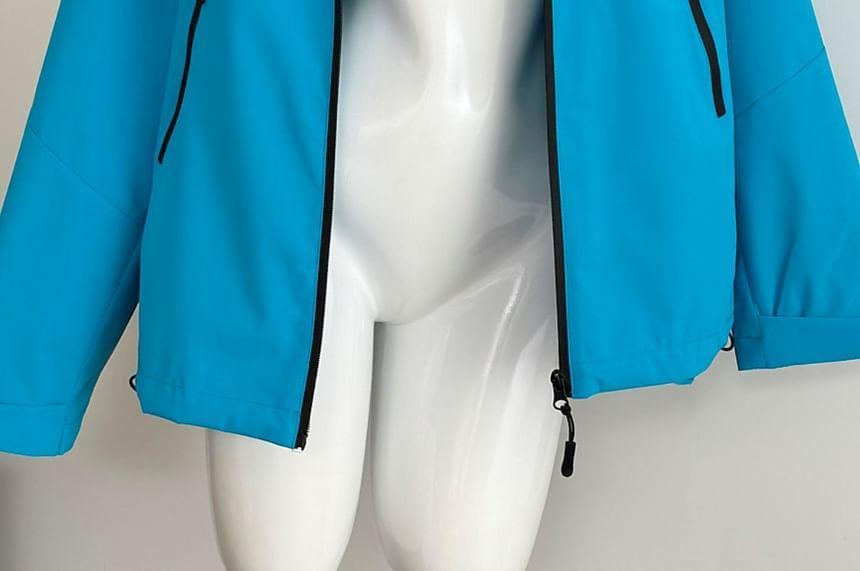 Hooded Plain Zip-Up Shell Jacket Product Image