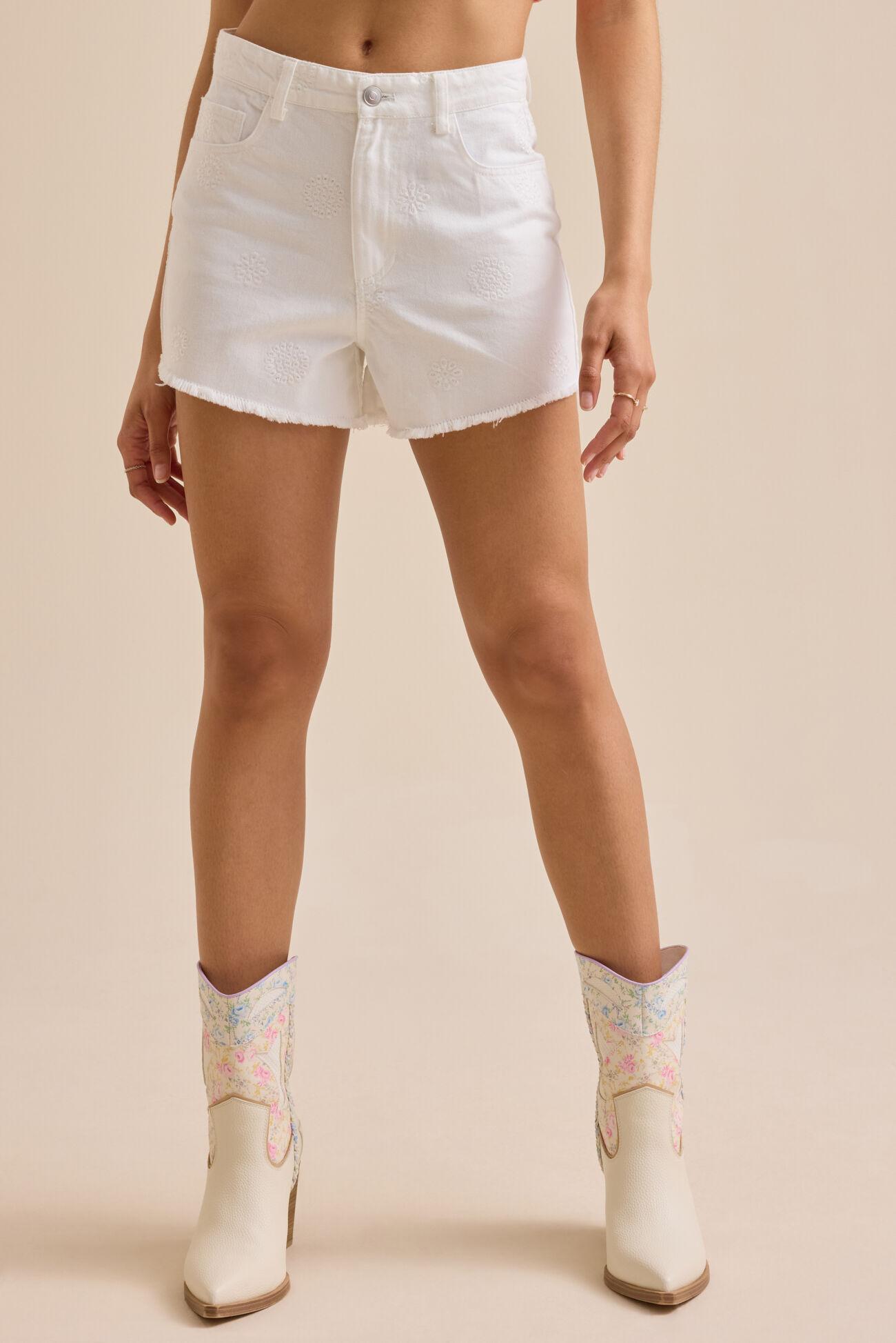 Holdyn Embroidered Denim Shorts Product Image