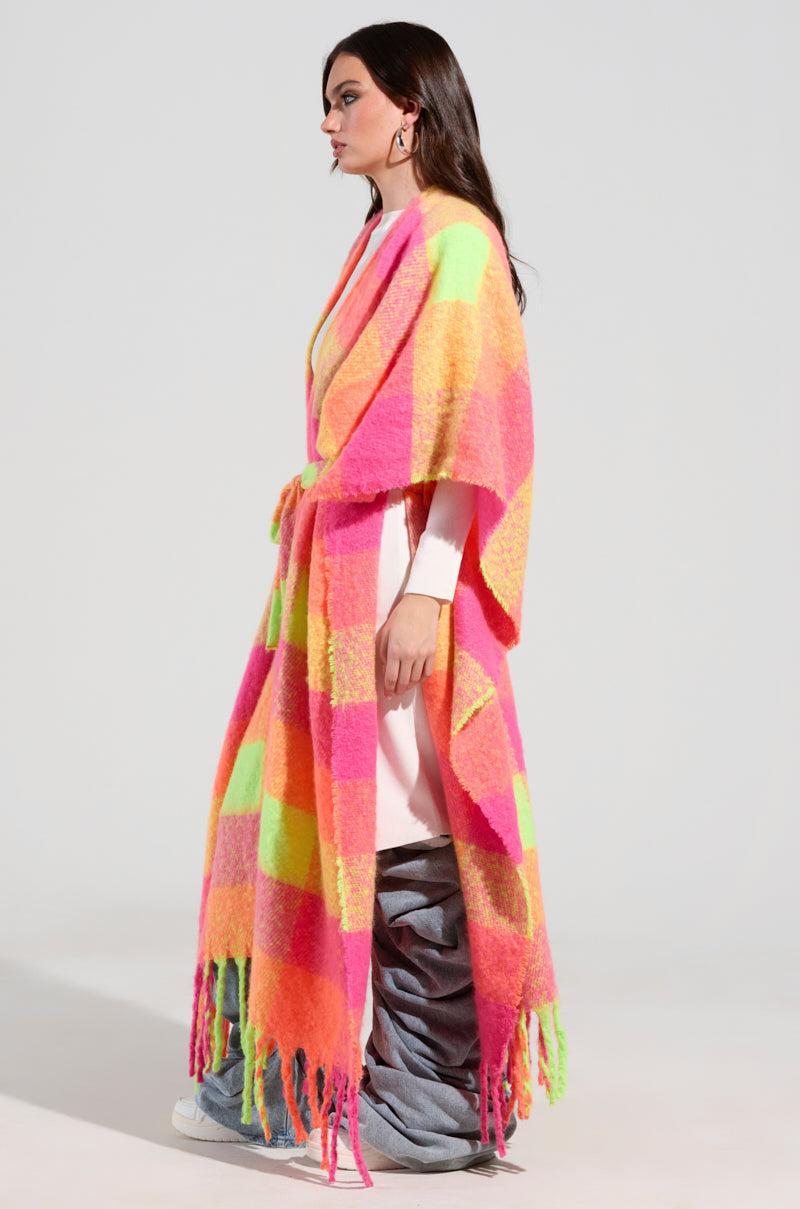 UNDER THE SUN PLAID PONCHO Product Image