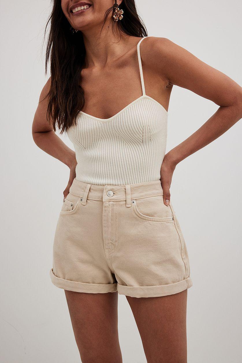 Fold Up Denim Shorts Product Image