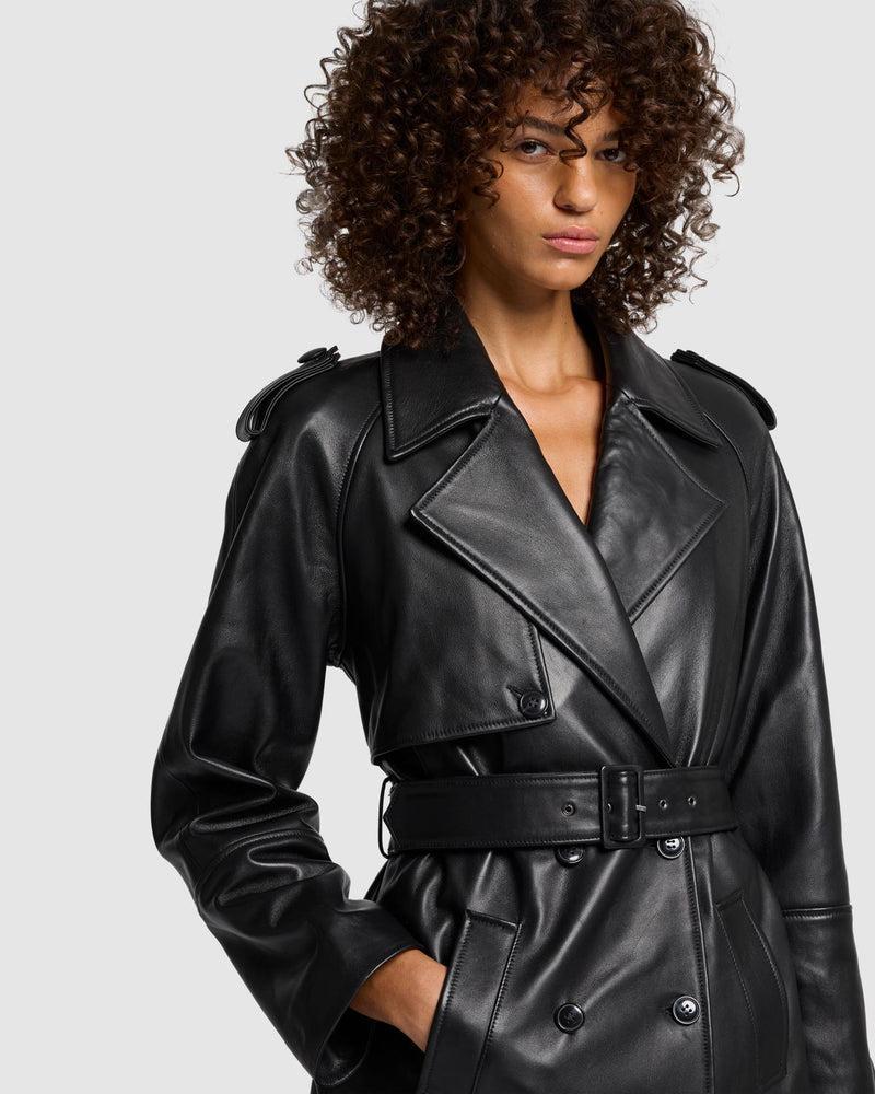 Italian Leather Trench Coat Product Image