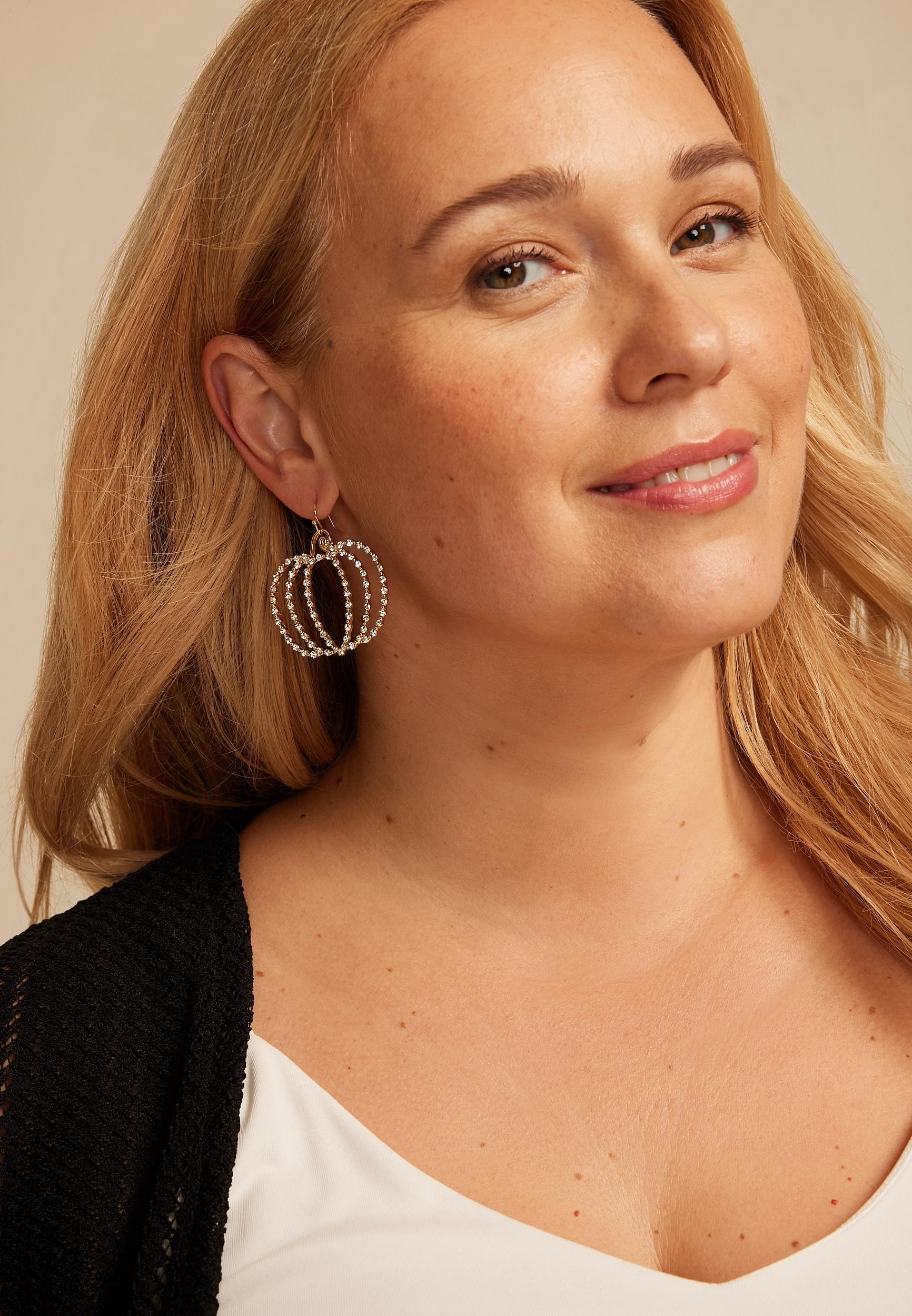 Gold Fall Pave Pumpkin Drop Earrings Product Image