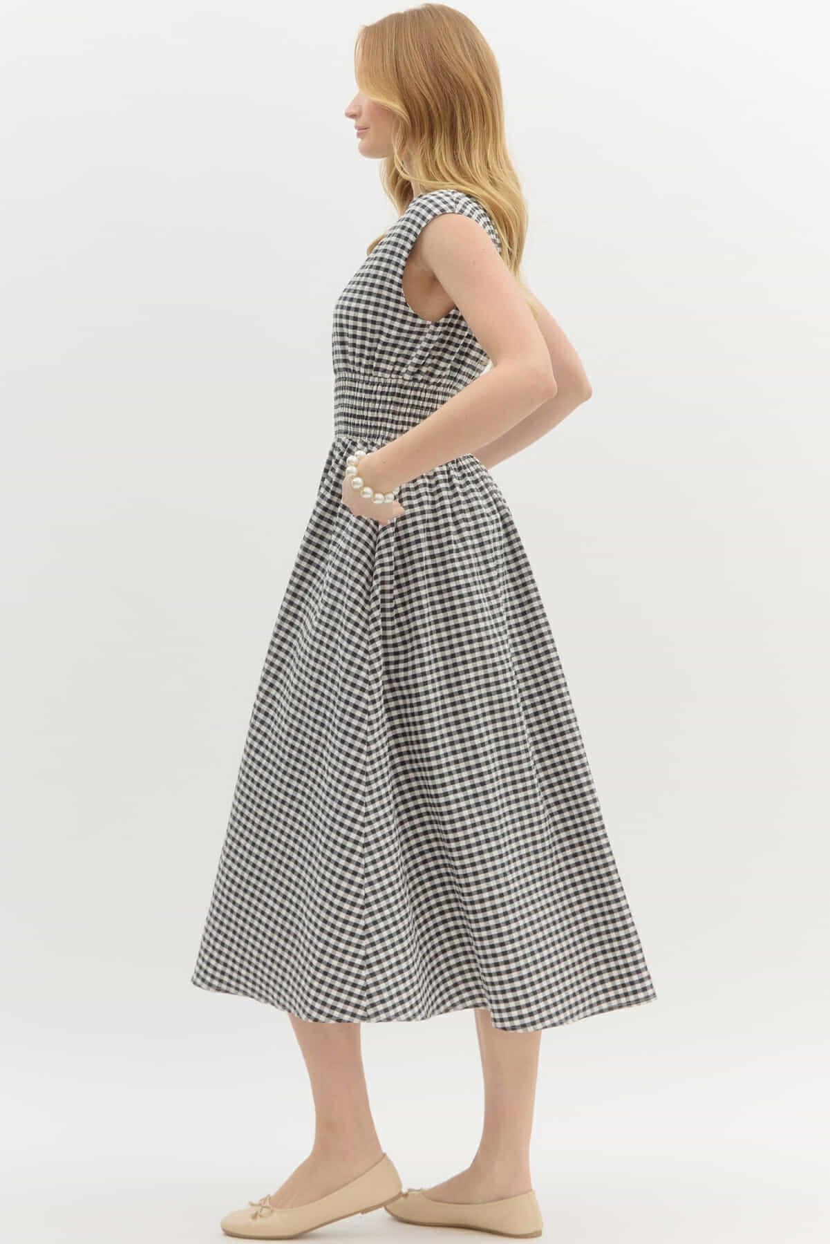 The Charlotte Gingham Midi Dress Product Image