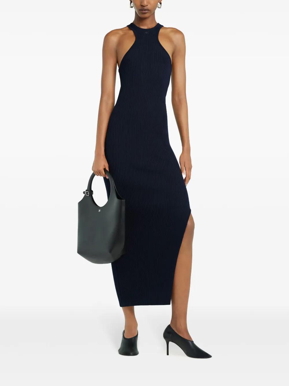 COURRÈGES Scuba Rib Knit Dress In Black Product Image
