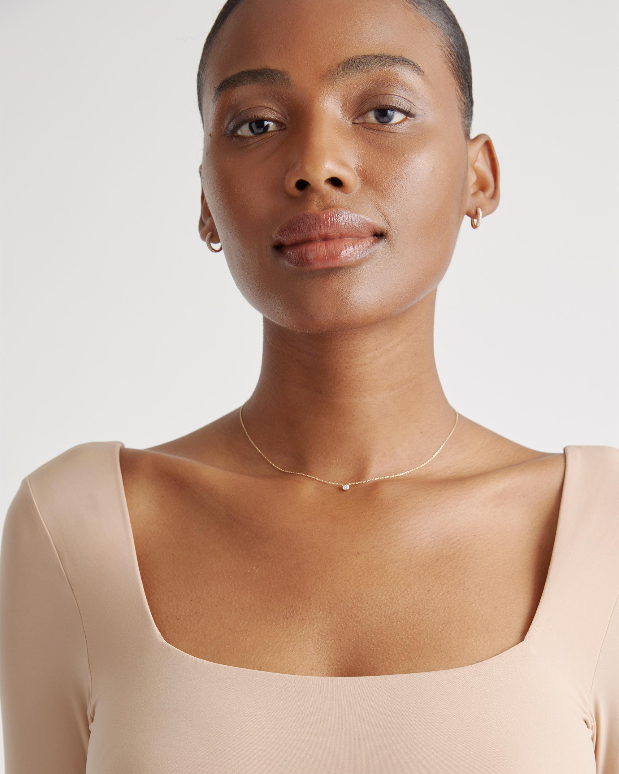 Quince | Women's Second Skin Square Neck Long Sleeve Bodysuit Nylon/Spandex Product Image