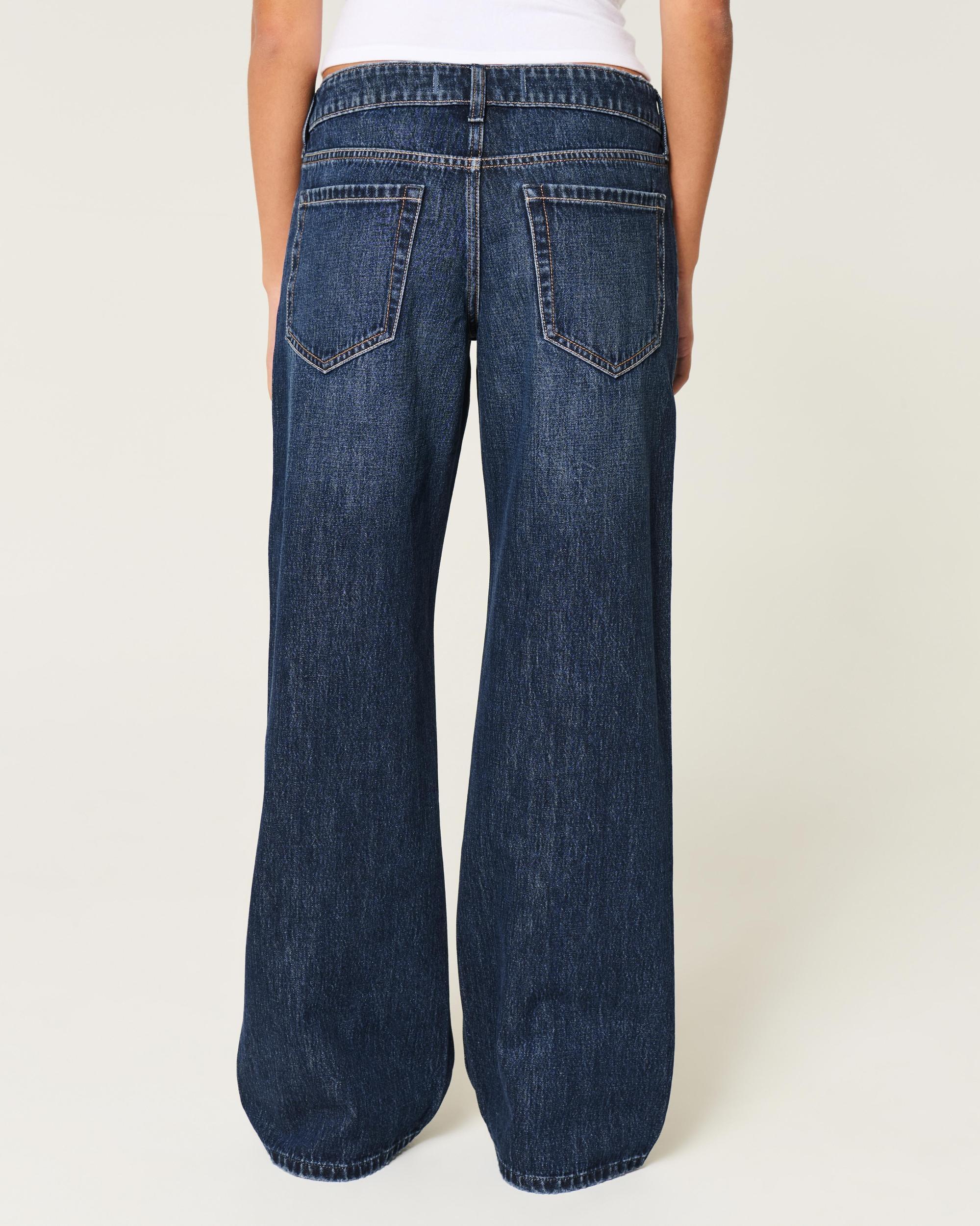 Low-Rise Dark Wash Baggy Jeans Product Image