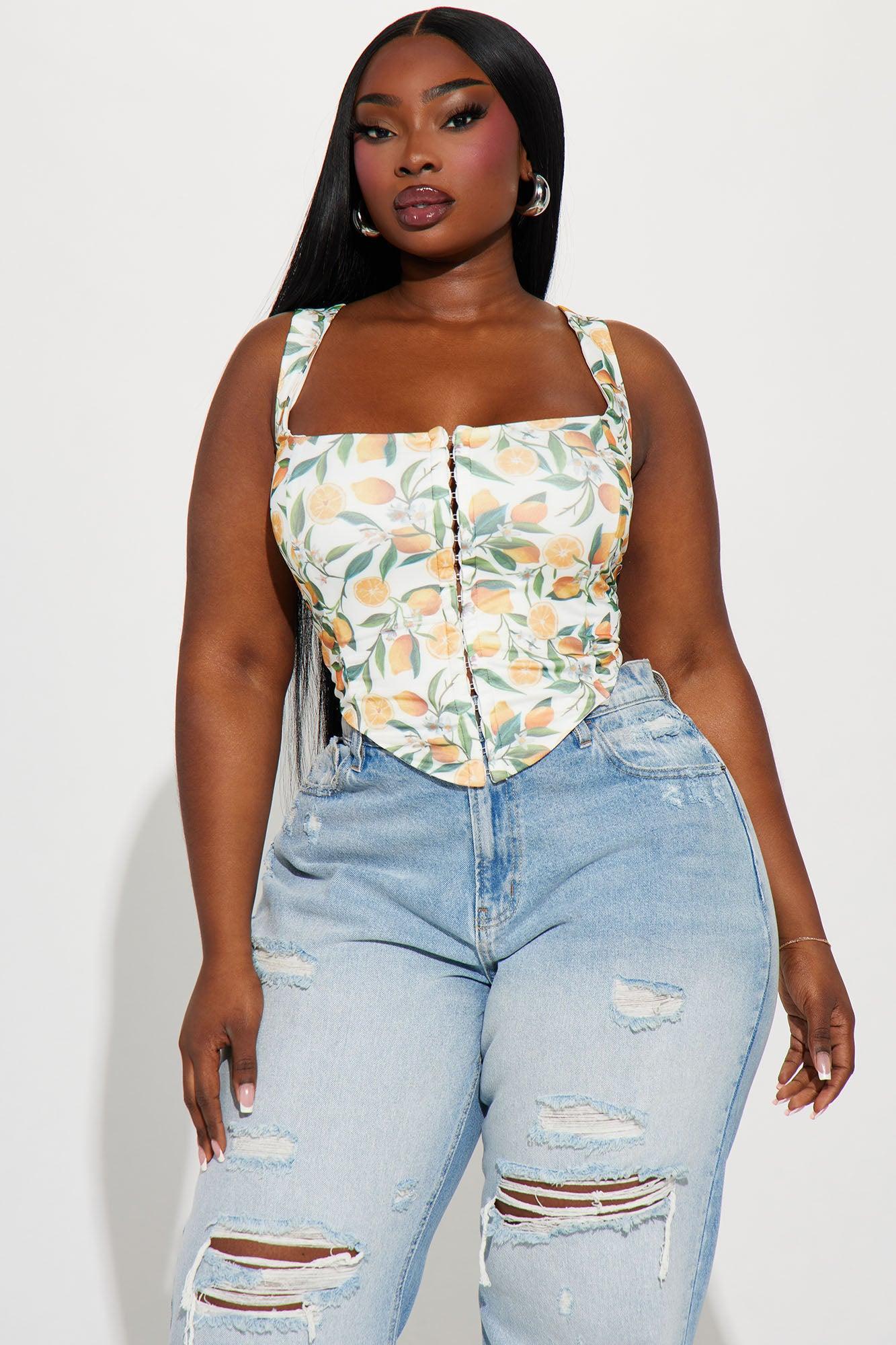 Life Gives You Lemons Corset Top - Ivory/combo Product Image