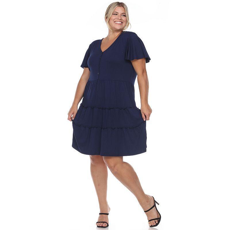 Short Sleeve V-neck Tiered Midi Dress - Plus Product Image
