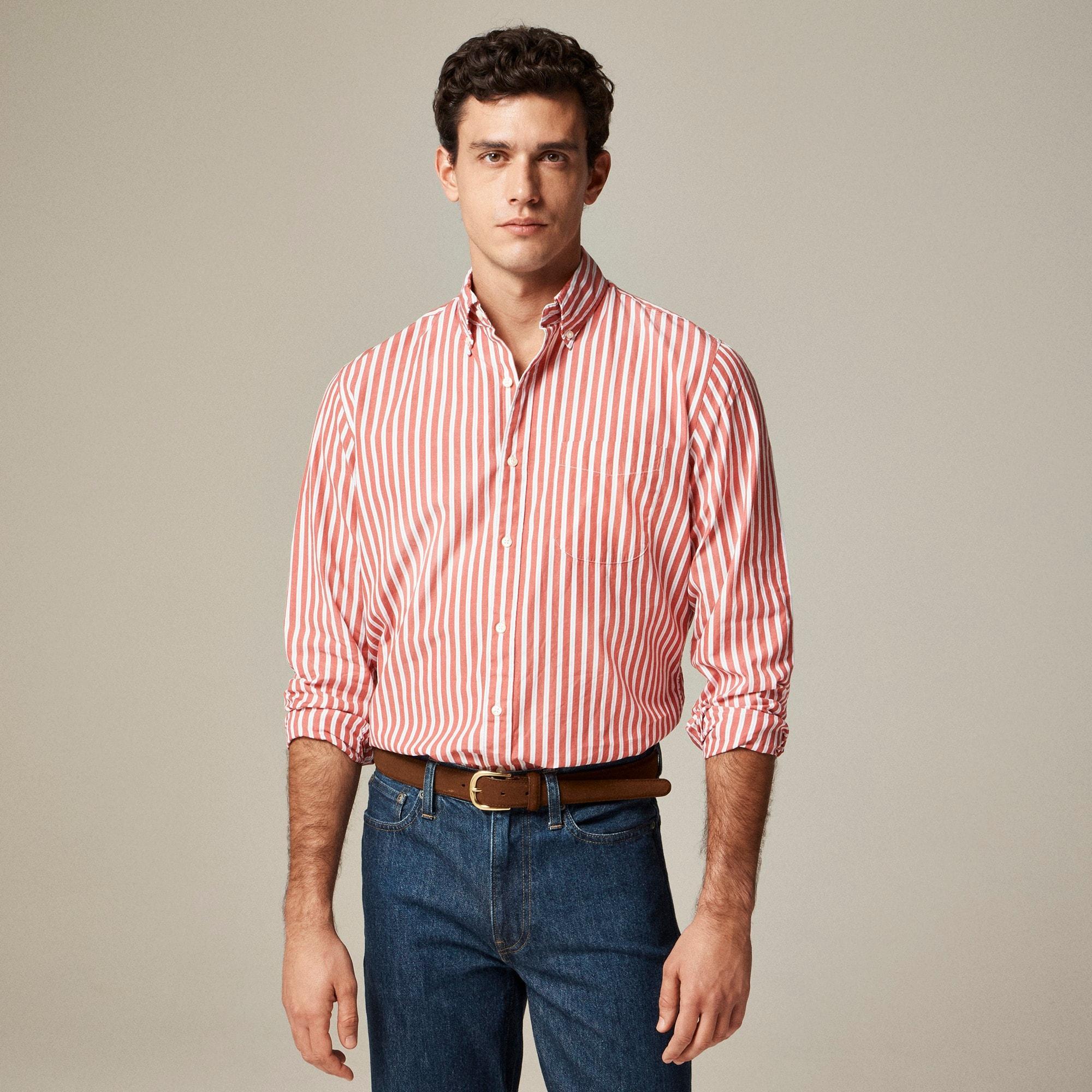 Secret Wash cotton poplin shirt in stripe Product Image